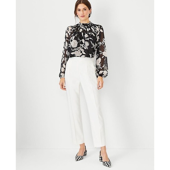 Ann Taylor Easy Ankle Pants High Rise Ivory Pull On Pants Size XS 0 2 Career - Picture 1 of 8